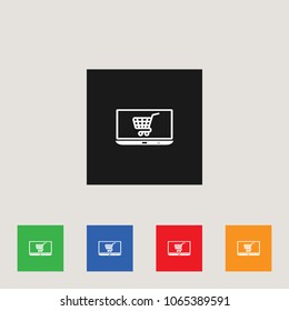 Shopping cart and Laptop icon, stock vector illustration, EPS10.