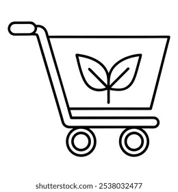 A shopping cart with a leaf on it and a tree in the middle
