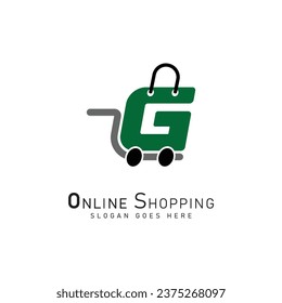 Shopping Cart Letter G Logo. Modern icon symbol template vector design. Alphabet G online store logo