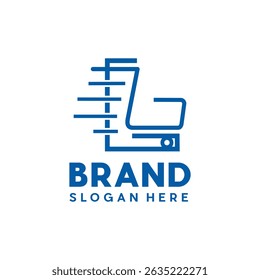 Carrinho de compras com Carta L vetor linha logotipo modelo de design