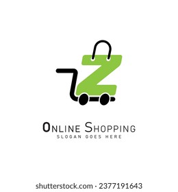 Shopping Cart Letter Z Logo. Modern icon symbol template vector design. Alphabet Z online store logo