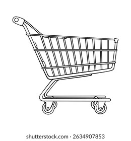 shopping cart line art hand drawn illustration