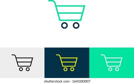 shopping cart line art icon vector