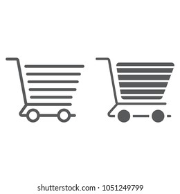 Shopping cart line and glyph icon, e commerce and store, food retail sign vector graphics, a linear pattern on a white background, eps 10.