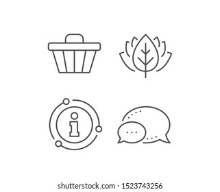 Shopping cart line icon. Chat bubble, info sign elements. Online buying sign. Supermarket basket symbol. Linear shop cart outline icon. Information bubble. Vector