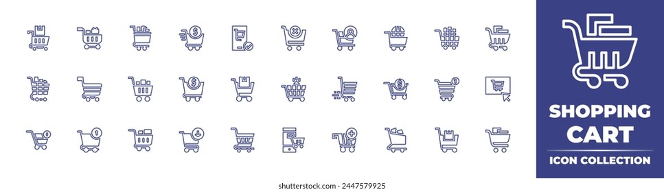Shopping cart line icon collection. Editable stroke. Vector illustration. Containing shopping cart, add to cart, consumer, cart, shopping online.