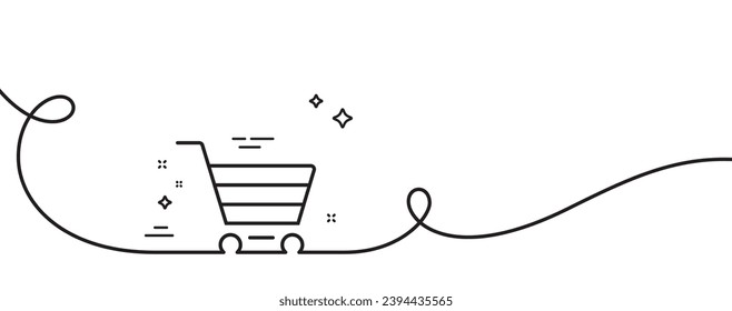 Shopping cart line icon. Continuous one line with curl. Online buying sign. Supermarket basket symbol. Market sale single outline ribbon. Loop curve pattern. Vector