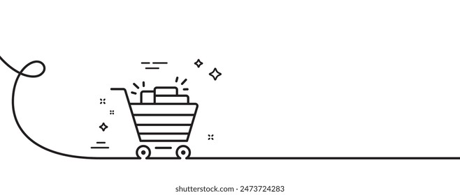 Shopping cart line icon. Continuous one line with curl. Sale Marketing symbol. Special offer sign. Shopping cart single outline ribbon. Loop curve pattern. Vector