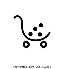 Shopping cart line icon design template isolated