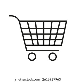 Shopping Cart Line Icon. E-Commerce, Online Shopping, And Retail Marketplace Outline Symbol. Consumer Purchase And Sales Concept. Editable Stroke. Isolated Vector Illustration.