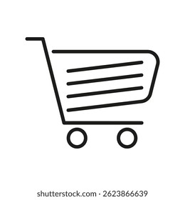 Shopping Cart Line Icon. E-Commerce, Online Shopping, And Retail Marketplace Outline Symbol. Digital Commerce And Consumer Goods. Editable Stroke. Isolated Vector Illustration.