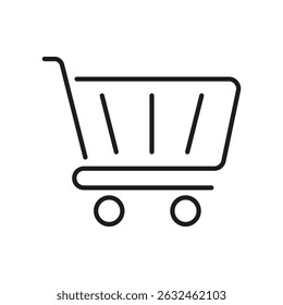Shopping Cart Line Icon. E-Commerce, Online Shopping, And Retail Marketplace Outline Symbol. Consumer Purchase And Digital Commerce. Editable Stroke. Isolated Vector Illustration.