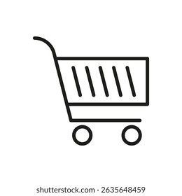 Shopping Cart Line Icon. E-Commerce, Online Shopping, And Retail Marketplace Outline Symbol. Consumer Purchase And Retail Business Concept. Editable Stroke. Isolated Vector Illustration.