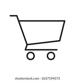 Shopping Cart Line Icon. E-Commerce, Online Shopping, And Retail Marketplace Outline Symbol. Consumer Purchase And Digital Commerce. Editable Stroke. Isolated Vector Illustration.