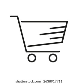 Shopping Cart Line Icon. E-Commerce, Online Shopping, And Retail Marketplace Outline Symbol. Digital Commerce And Consumer Goods. Editable Stroke. Isolated Vector Illustration.
