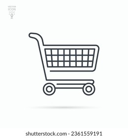 Shopping cart line icon. Isolated vector illustration