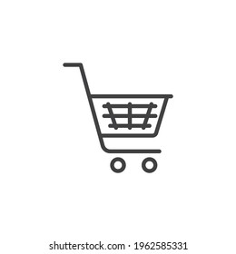 Shopping cart line icon. linear style sign for mobile concept and web design. Shopping trolley cart outline vector icon. Symbol, logo illustration. Vector graphics