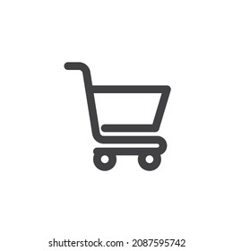 Shopping cart line icon. linear style sign for mobile concept and web design. Shopping trolley outline vector icon. Symbol, logo illustration. Vector graphics