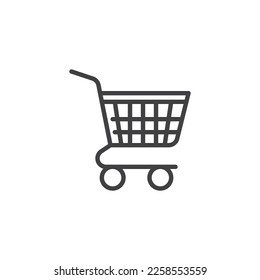 Shopping cart line icon. linear style sign for mobile concept and web design. Shopping trolley outline vector icon. Symbol, logo illustration. Vector graphics