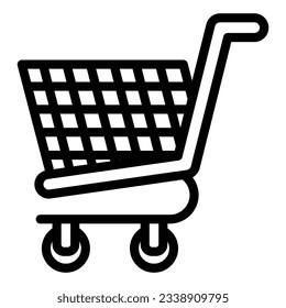 Shopping cart line icon. Market trolley on wheels. Commerce vector design concept, outline style pictogram on white background, use for web and app. Eps 10