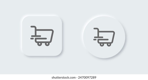 Shopping cart line icon in neomorphic design style. Buy signs vector illustration.