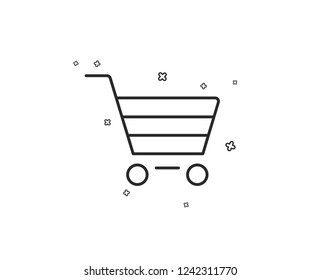 Shopping cart line icon. Online buying sign. Supermarket basket symbol. Geometric shapes. Random cross elements. Linear Market sale icon design. Vector