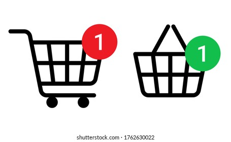 Shopping cart line icon. Online shopping in store. Big and small bag, trolley shopping cart business concept. Vector illustration on white background