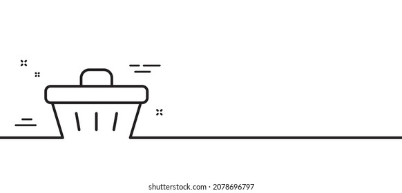 Shopping cart line icon. Online buying sign. Supermarket basket symbol. Minimal line illustration background. Shopping basket line icon pattern banner. White web template concept. Vector