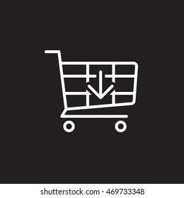 In shopping cart line icon, outline vector logo illustration, linear pictogram isolated on black
