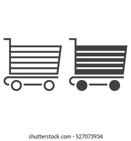 Shopping cart line icon, outline and filled vector sign, linear and full pictogram isolated on white, logo illustration