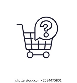 shopping cart line icon with question mark