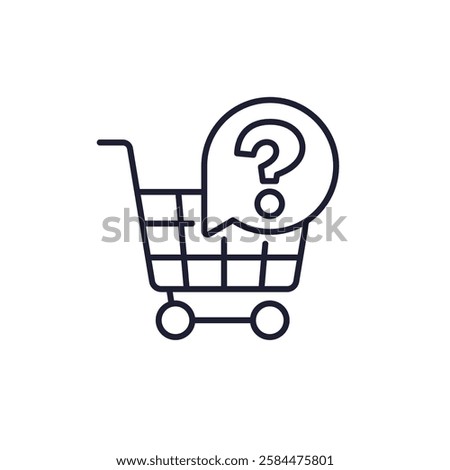 shopping cart line icon with question mark