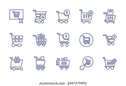 Shopping cart line icon set. Editable stroke. Vector illustration. Containing shopping cart, cart, shopping online, online shopping.