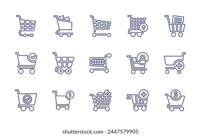 Shopping cart line icon set. Editable stroke. Vector illustration. Containing shopping cart, consumer, cart.