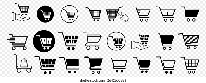 Shopping cart line icon set. Delivery line icons. Editable stroke. PNG type. Eps 10