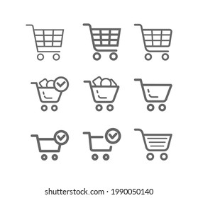 Shopping cart line icon. Supermarket, discount, e-commerce