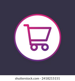 Shopping cart line icon, trolley sign vector graphics, basket symbol outline isolated on a white background. Suitable for Web Page, Mobile App, UI, UX and GUI design. eps 10.