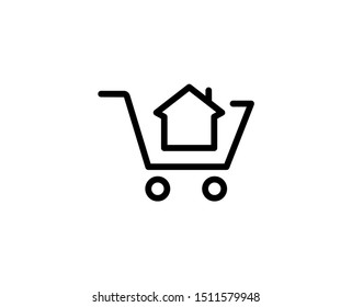 Shopping cart line icon. Vector symbol in trendy flat style on white background. Web sing for design.
