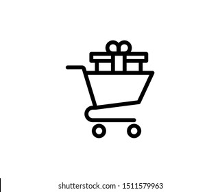 Shopping cart line icon. Vector symbol in trendy flat style on white background. Web sing for design.