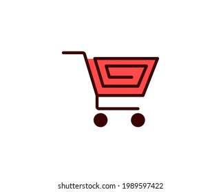 Shopping cart line icon. Vector symbol in trendy flat style on white background. Commerce sing for design.