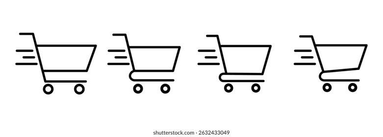 Shopping cart line icon vector isolated on white background 
