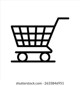  shopping cart line icon vector on white background.