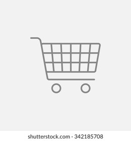 Shopping cart line icon for web, mobile and infographics. Vector dark grey icon isolated on light grey background. Shopping cart line icon for web, mobile and infographics. Vector dark grey icon isolated on light grey background.