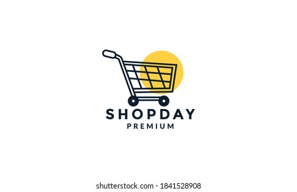 shopping cart line outline minimalist logo vector icon illustration