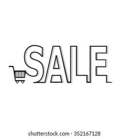 Shopping Cart and line text vector illustration