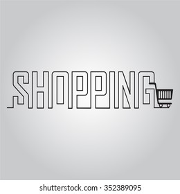 Shopping Cart and line text vector illustration