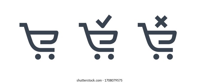 Shopping cart line vector minimalistic icon. Shopping vector symbol. Supermarket cart icons set for web design. Modern flat cart icon for app design. Shopping sign minimal flat linear set icons