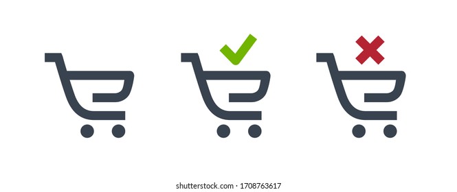 Shopping cart line vector minimalistic icon. Shopping vector symbol. Supermarket cart icons set for web design. Modern flat cart icon for app design. Shopping sign minimal flat linear set icons