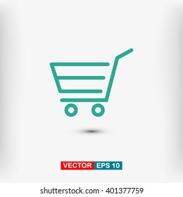 Shopping cart, linear icon. One of a set of linear web icons