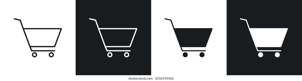 shopping cart linear icon set for app, and web design.